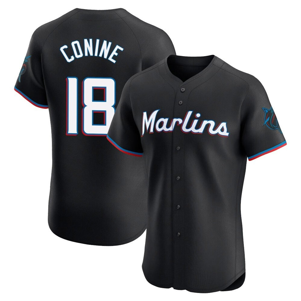 Lashops M.Marlins #18 Griffin Conine Player Black Vapor Home Limited Elite Stitched Jerseys
