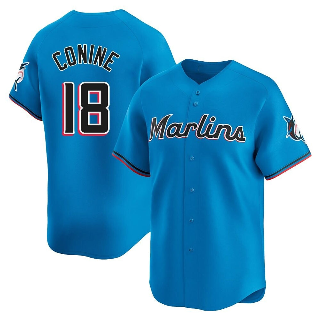 Lashops M.Marlins #18 Griffin Conine Player Blue Home Limited Stitched Jerseys