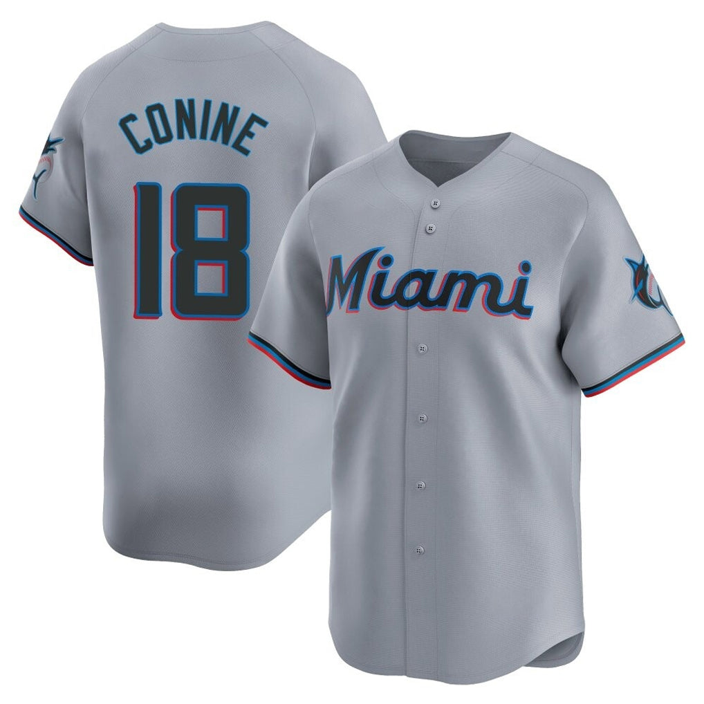 Lashops M.Marlins #18 Griffin Conine Player Gray Home Limited Stitched Jerseys