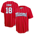 Lashops M.Marlins #18 Griffin Conine Player Red City Connect Home Game Stitched Jerseys