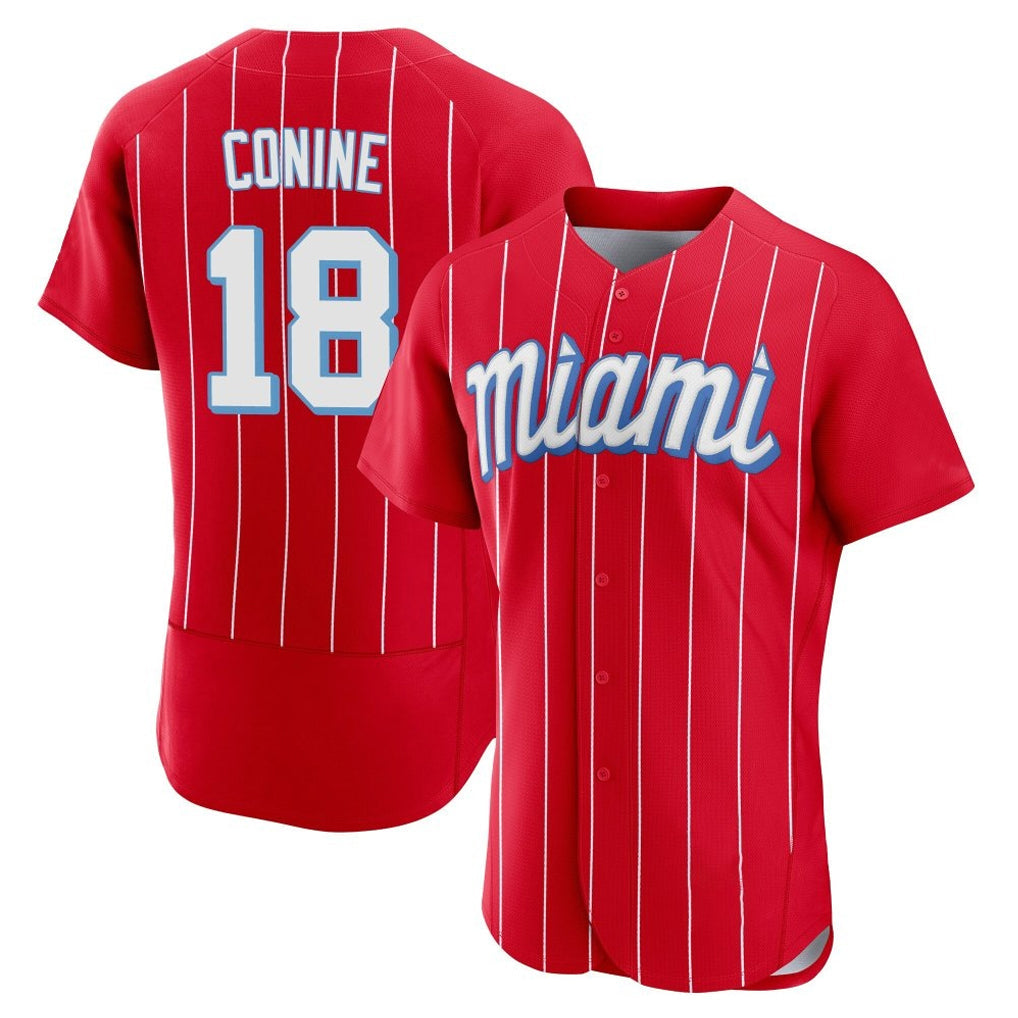 Lashops M.Marlins #18 Griffin Conine Player Red City Connect Home Limited Elite Stitched Jerseys