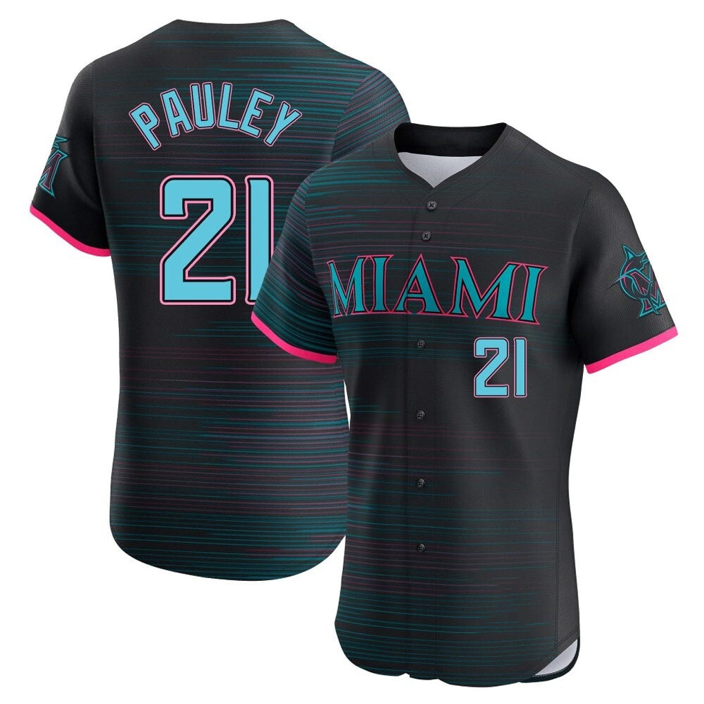 Lashops M.Marlins #21 Graham Pauley Player Black City Connect Home Limited Elite Stitched Jerseys