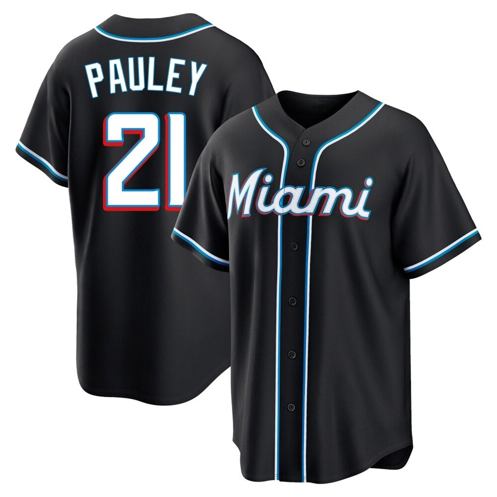Lashops M.Marlins #21 Graham Pauley Player Black Fashion Out Home Game Stitched Jerseys