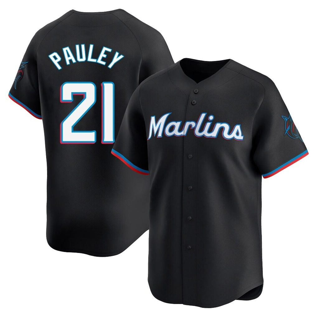Lashops M.Marlins #21 Graham Pauley Player Black  Home Limited Stitched Jerseys