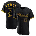 Lashops M.Marlins #21 Graham Pauley Player Black Snake Skin City Home Limited Elite Stitched Jerseys