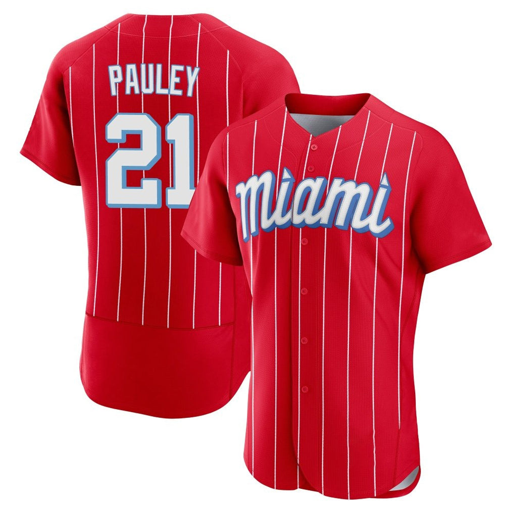 Lashops M.Marlins #21 Graham Pauley Player Red City Connect Home Limited Elite Stitched Jerseys