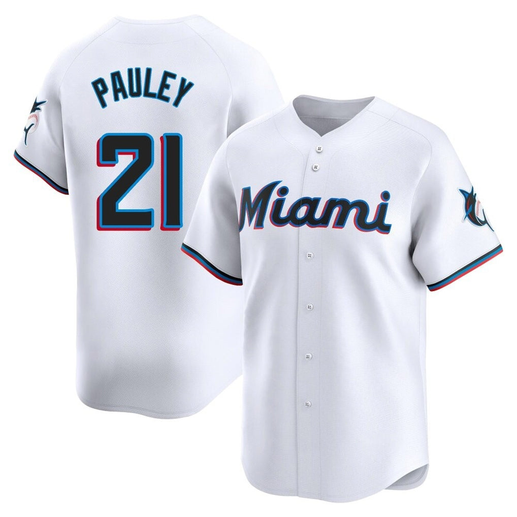 Lashops M.Marlins #21 Graham Pauley Player White  Home Limited Stitched Jerseys