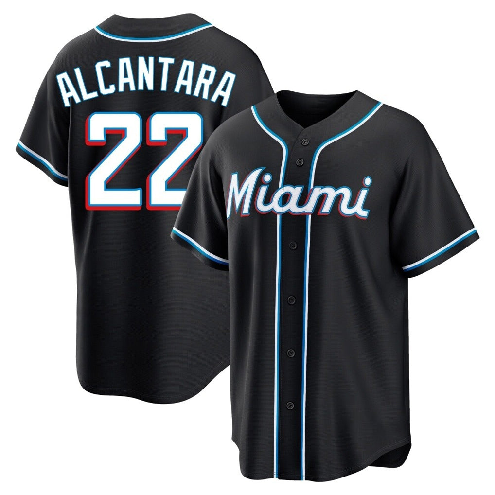 Lashops M.Marlins #22 Sandy Alcantara Player Black Fashion Out Home Game Stitched Jerseys