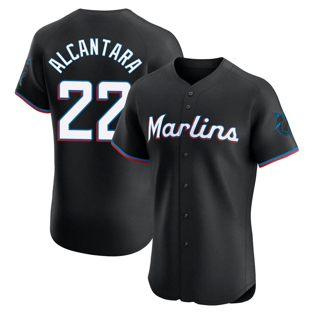 Lashops M.Marlins #22 Sandy Alcantara Player Black Vapor Home Limited Elite Stitched Jerseys