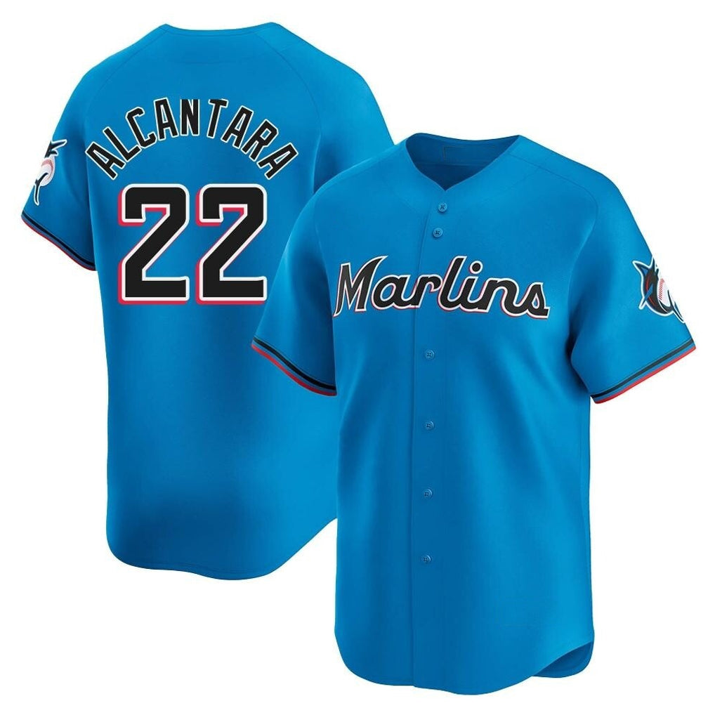 Lashops M.Marlins #22 Sandy Alcantara Player Blue Home Limited Stitched Jerseys