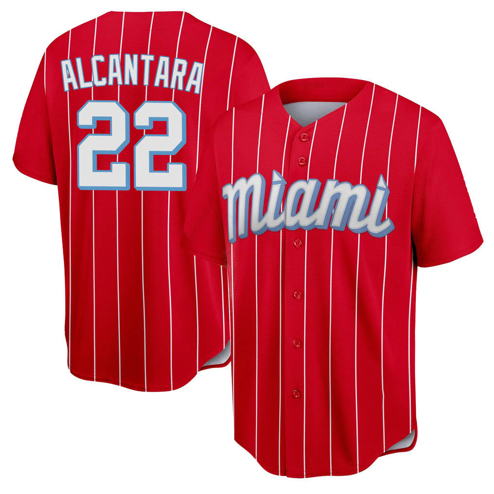 Lashops M.Marlins #22 Sandy Alcantara Player Red City Connect Home Game Stitched Jerseys