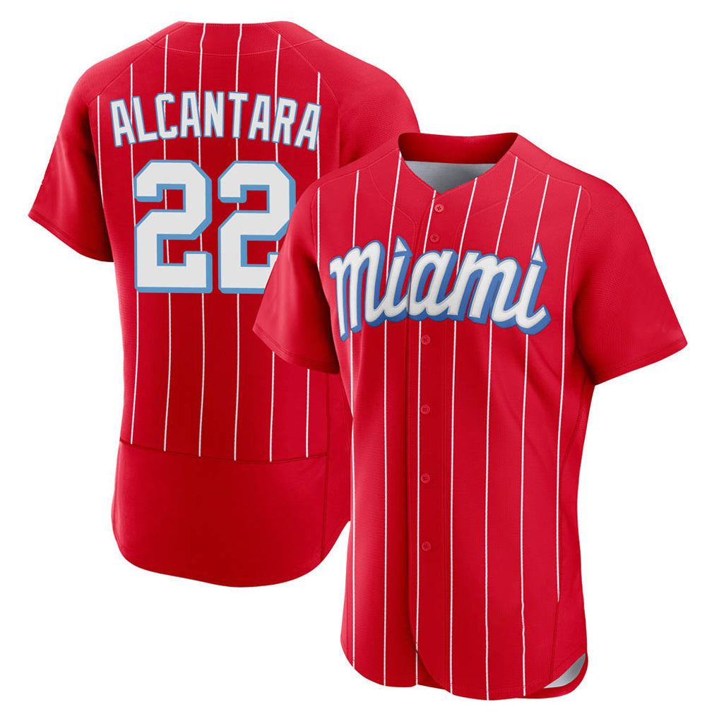 Lashops M.Marlins #22 Sandy Alcantara Player Red City Connect Home Limited Elite Stitched Jerseys