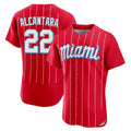 Lashops M.Marlins #22 Sandy Alcantara Player Red City Connect Home Limited Elite Stitched Jerseys