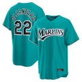 Lashops M.Marlins #22 Sandy Alcantara Player Teal  Home Game Stitched Jerseys