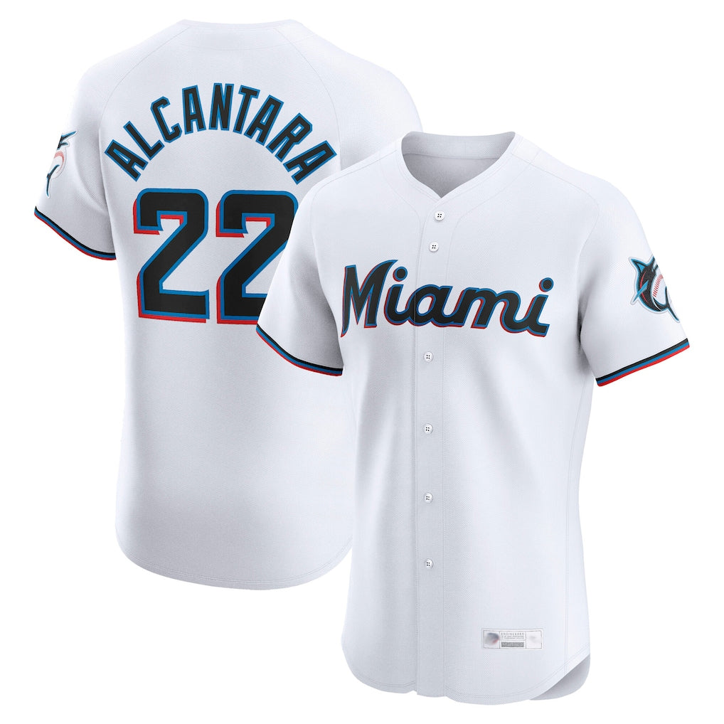 Lashops M.Marlins #22 Sandy Alcantara Player White  Home Limited Elite Stitched Jerseys