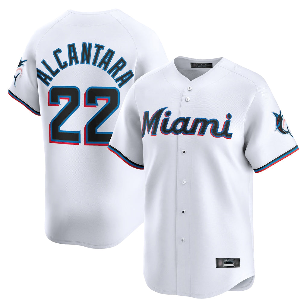 Lashops M.Marlins #22 Sandy Alcantara Player White Home Limited Stitched Jerseys