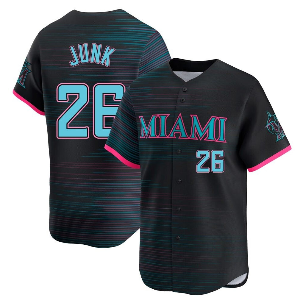 Lashops M.Marlins #26 Janson Junk Player Black City Connect Home Limited Stitched Jerseys