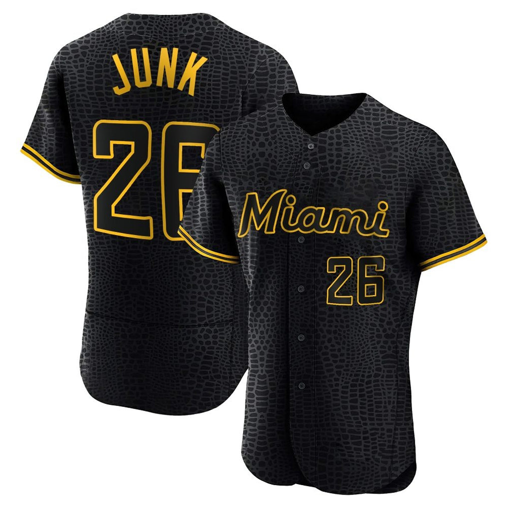 Lashops M.Marlins #26 Janson Junk Player Black Snake Skin City Home Limited Elite Stitched Jerseys