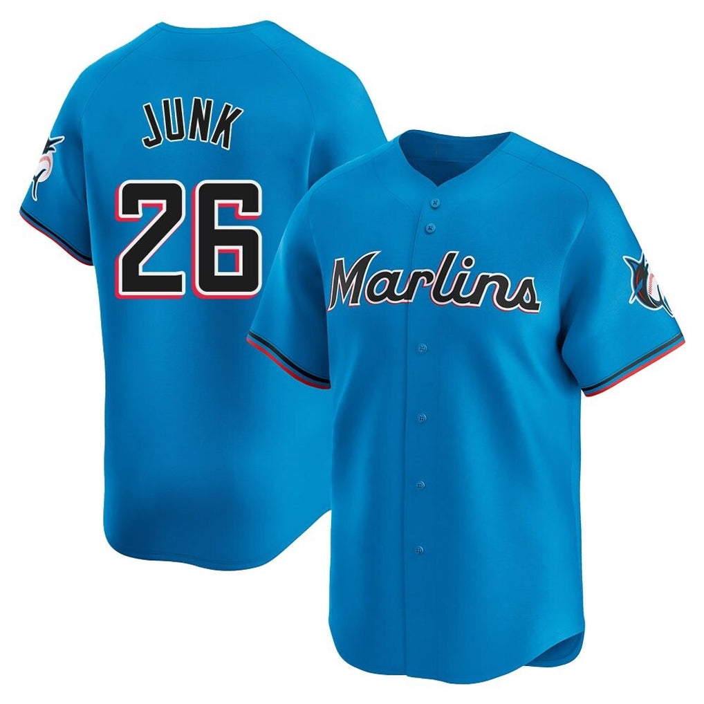 Lashops M.Marlins #26 Janson Junk Player Blue Home Limited Stitched Jerseys