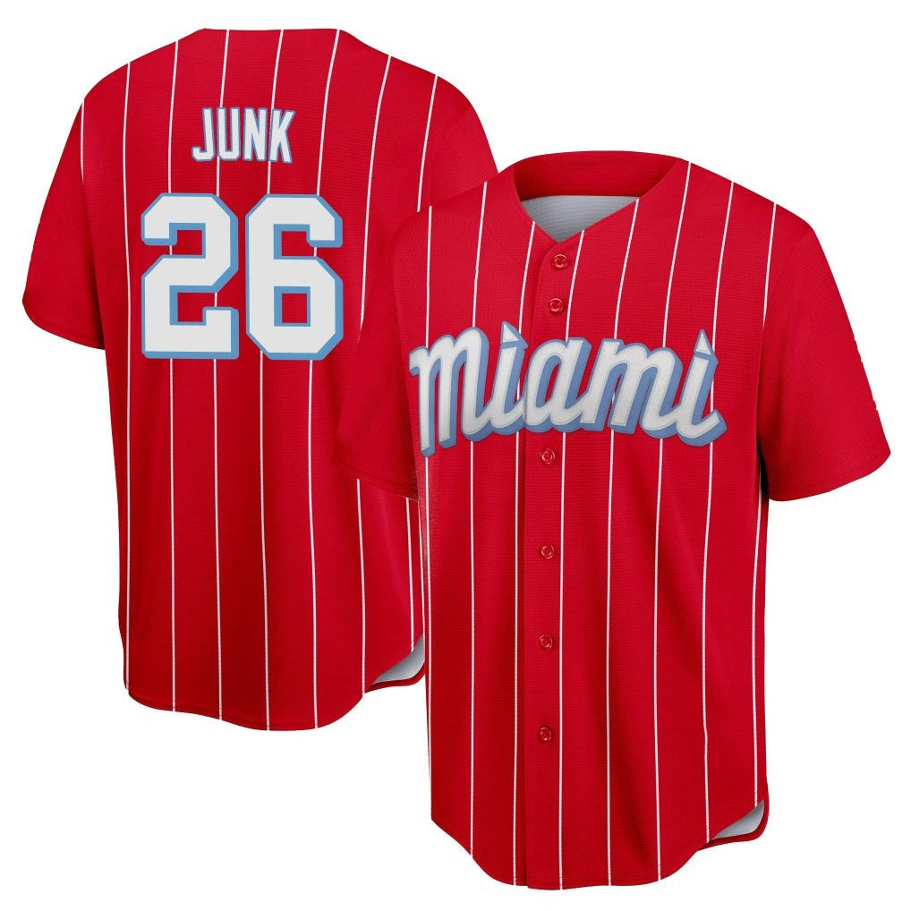 Lashops M.Marlins #26 Janson Junk Player Red City Connect Home Game Stitched Jerseys