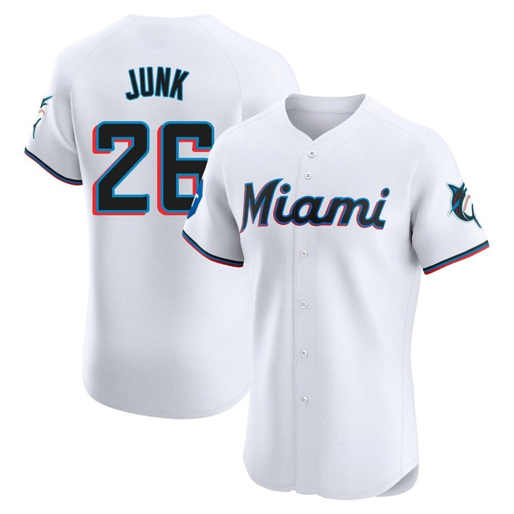 Lashops M.Marlins #26 Janson Junk Player White Home Limited Elite Stitched Jerseys