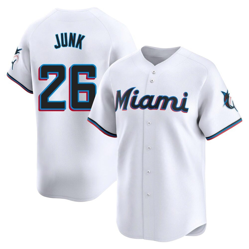 Lashops M.Marlins #26 Janson Junk Player White Home Limited Stitched Jerseys