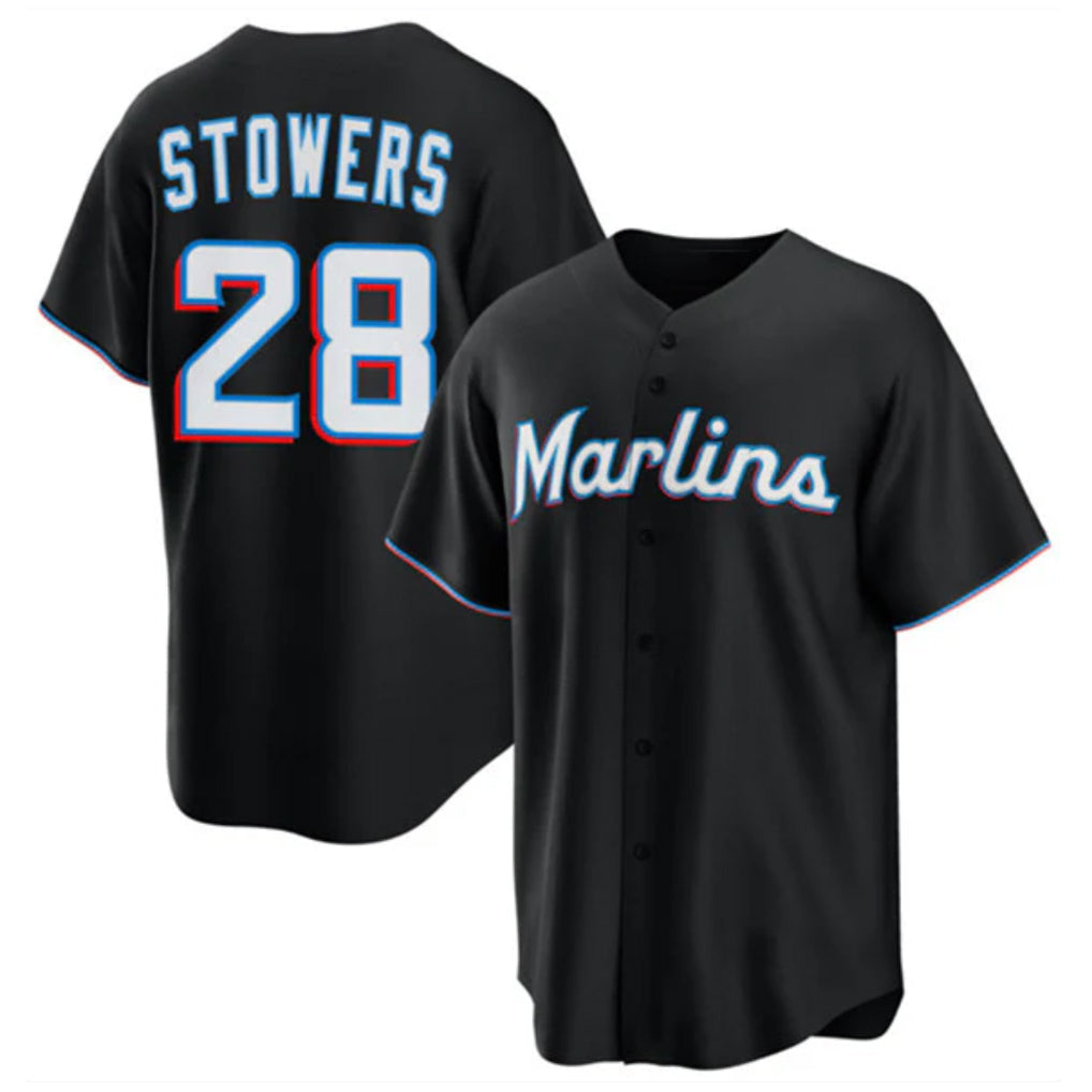 Lashops M.Marlins #28 Kyle Stowers Player Black  Home Game Stitched Jerseys