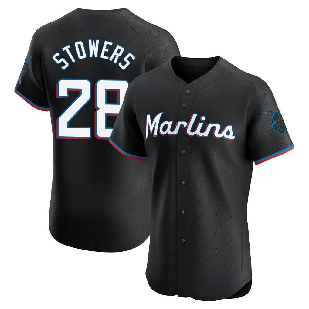 Lashops M.Marlins #28 Kyle Stowers Player Black Vapor Home Limited Elite Stitched Jerseys