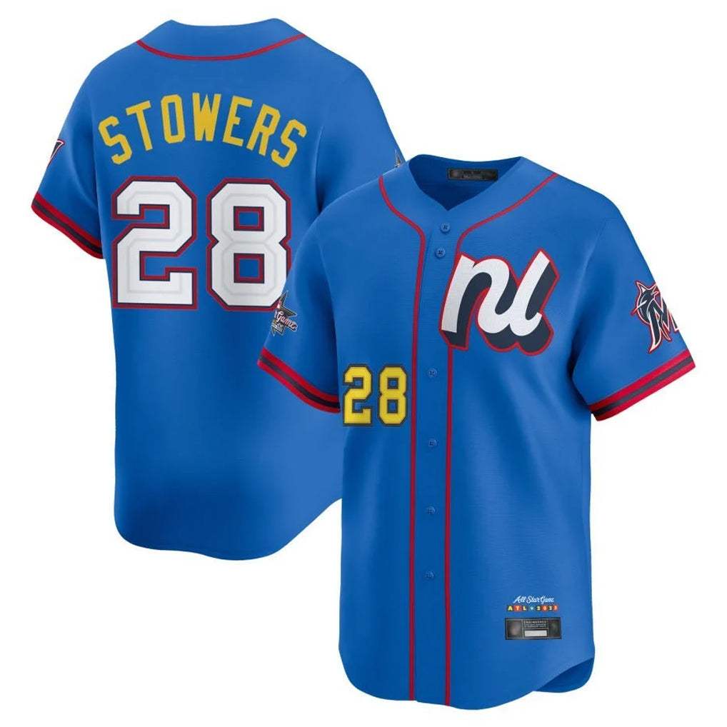 Lashops M.Marlins #28 Kyle Stowers Player Blue National League All-Star Game Limited Stitched Jerseys