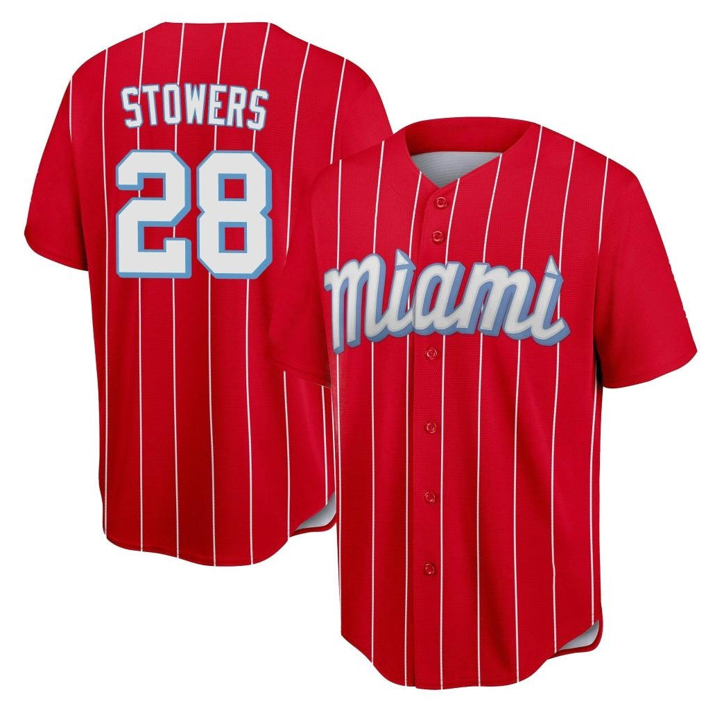 Lashops M.Marlins #28 Kyle Stowers Player Red City Connect Home Game Stitched Jerseys