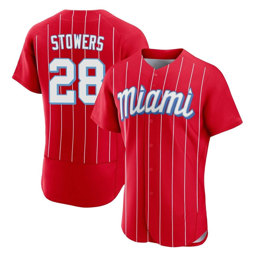 Lashops M.Marlins #28 Kyle Stowers Player Red City Connect Home Limited Elite Stitched Jerseys