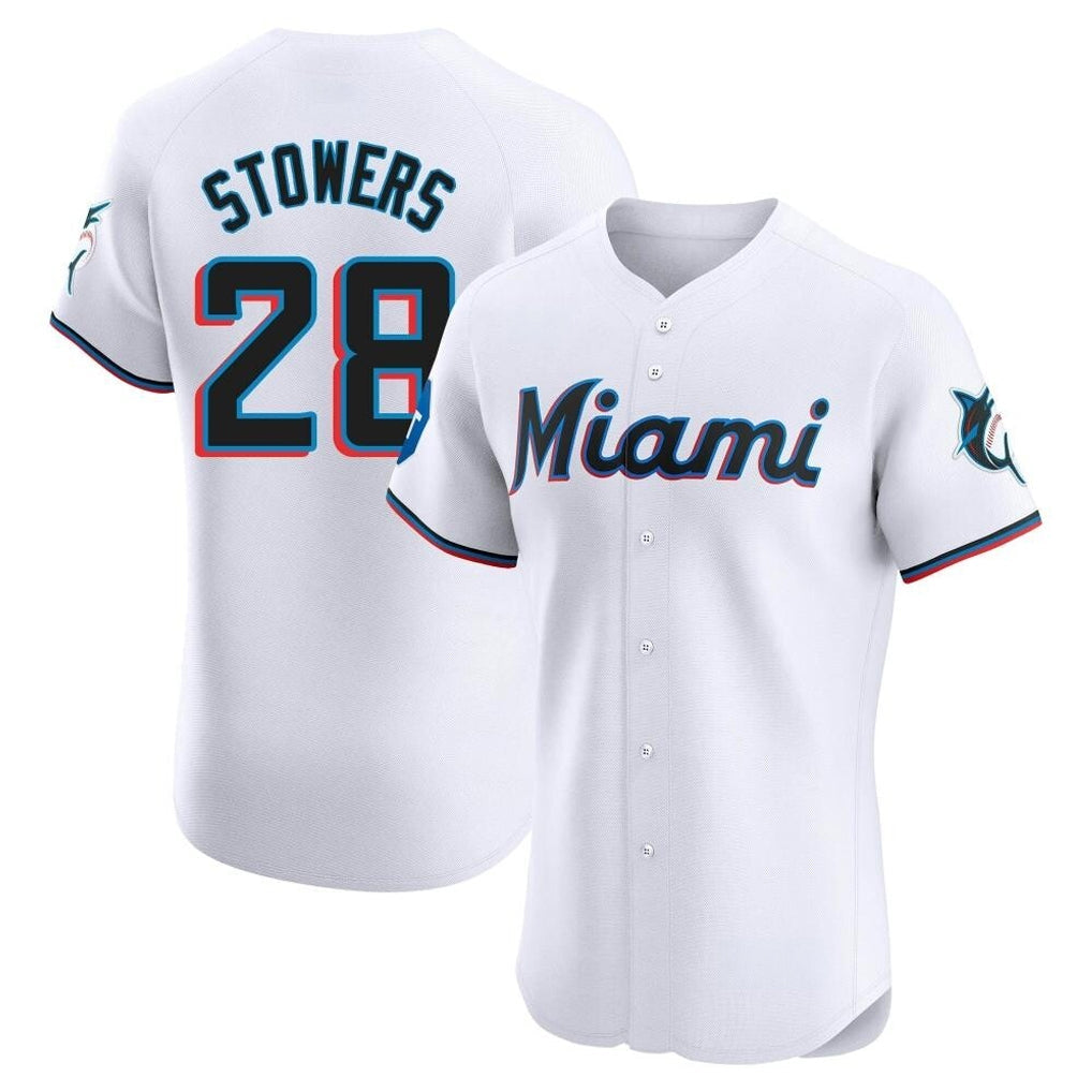 Lashops M.Marlins #28 Kyle Stowers Player White  Home Limited Elite Stitched Jerseys