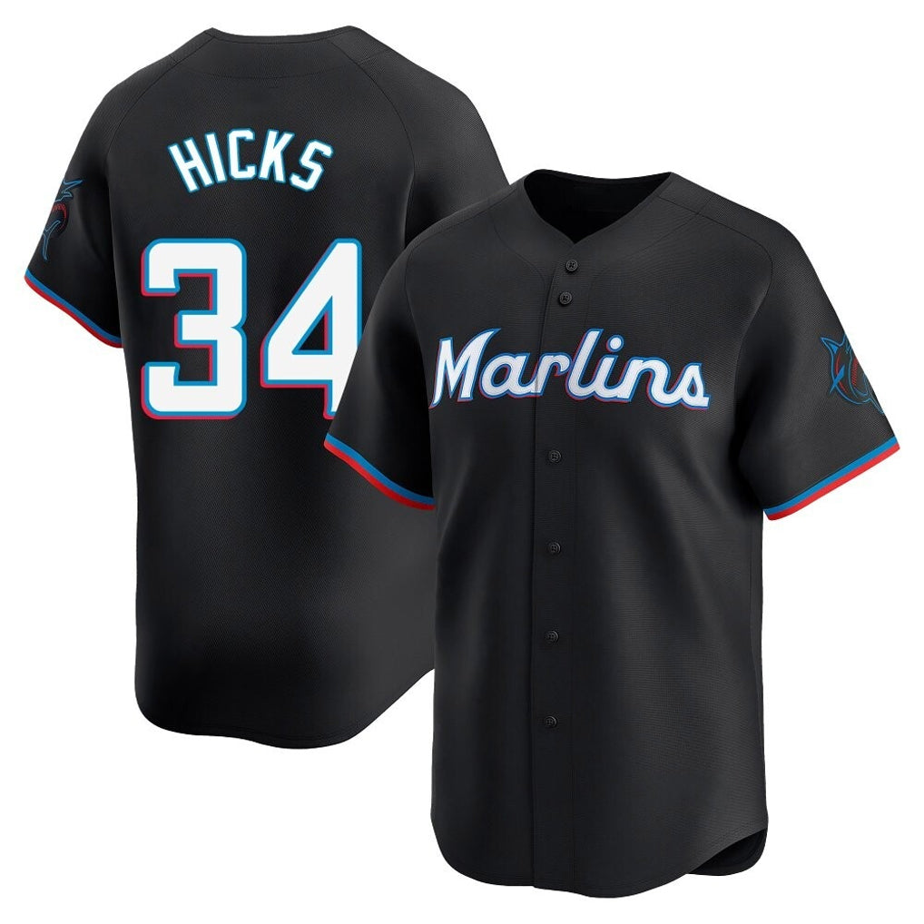Lashops M.Marlins #34 Liam Hicks Player Black Home Limited Stitched Jerseys