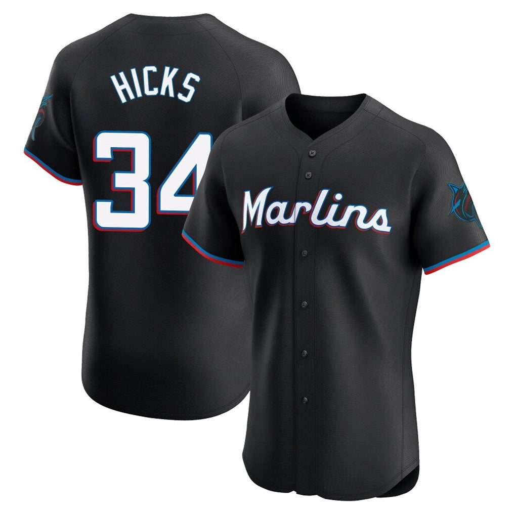 Lashops M.Marlins #34 Liam Hicks Player Black Vapor Home Limited Elite Stitched Jerseys