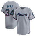 Lashops M.Marlins #34 Liam Hicks Player Gray Home Limited Stitched Jerseys