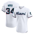 Lashops M.Marlins #34 Liam Hicks Player White  Home Limited Elite Stitched Jerseys