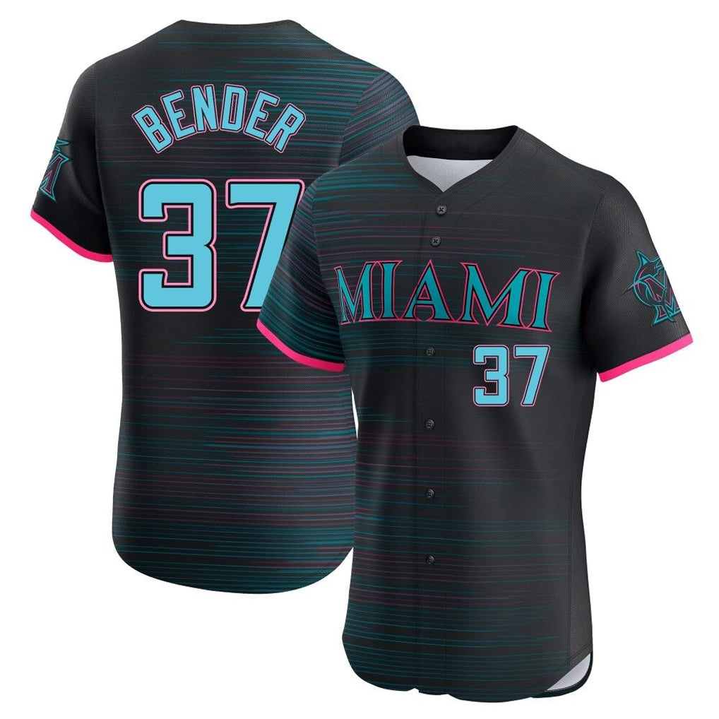 Lashops M.Marlins #37 Anthony Bender Player Black City Connect Home Limited Elite Stitched Jerseys