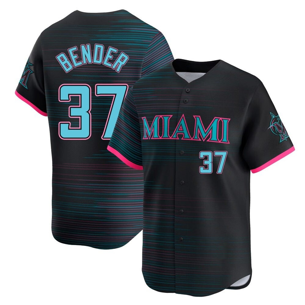 Lashops M.Marlins #37 Anthony Bender Player Black City Connect Home Limited Stitched Jerseys
