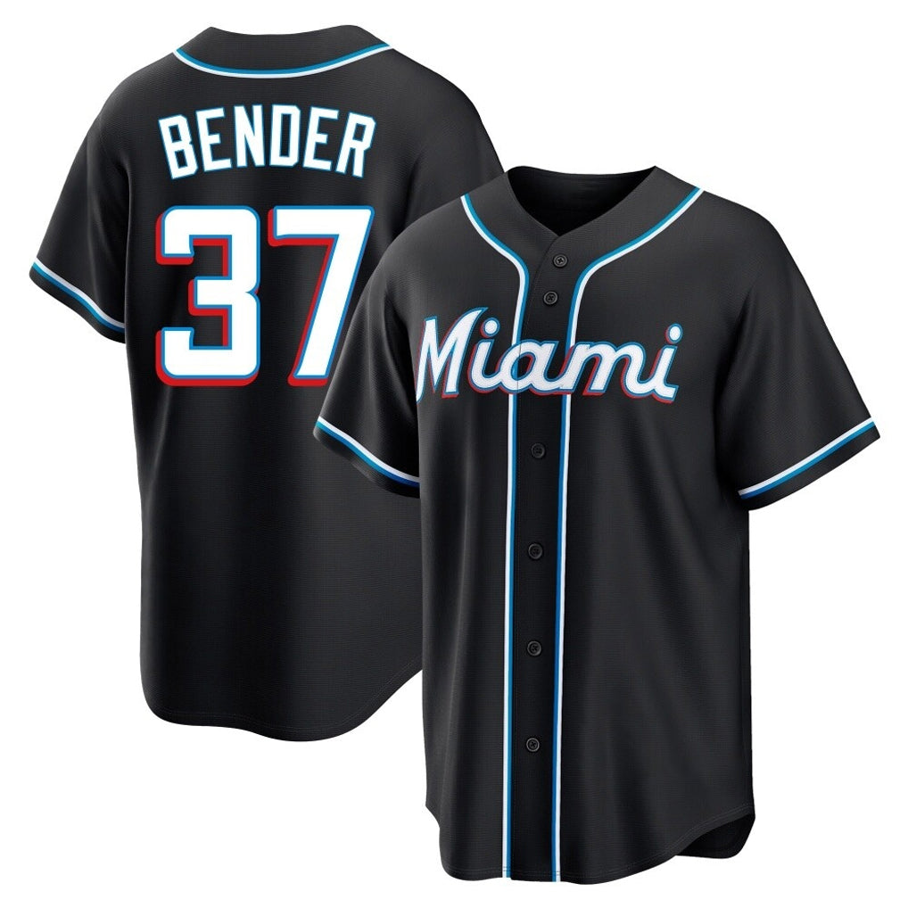Lashops M.Marlins #37 Anthony Bender Player Black Fashion Out Home Game Stitched Jerseys