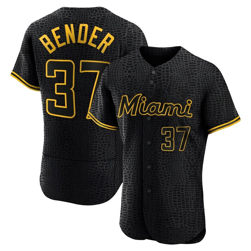 Lashops M.Marlins #37 Anthony Bender Player Black Snake Skin City Home Limited Elite Stitched Jerseys
