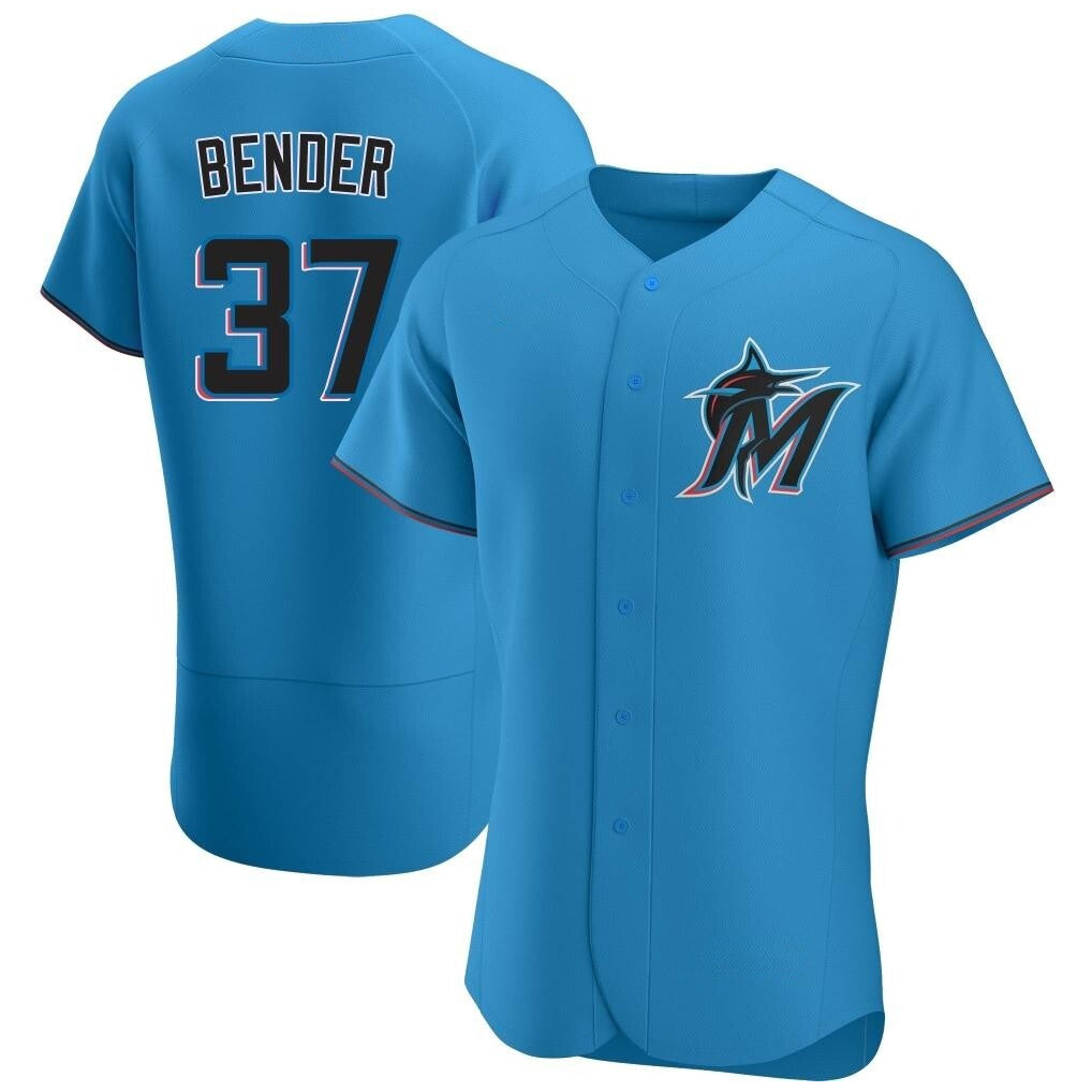 Lashops M.Marlins #37 Anthony Bender Player Blue Home Limited Elite Stitched Jerseys