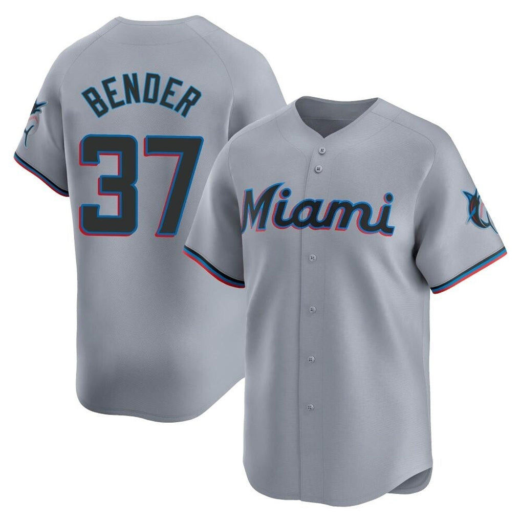 Lashops M.Marlins #37 Anthony Bender Player Gray Home Limited Stitched Jerseys