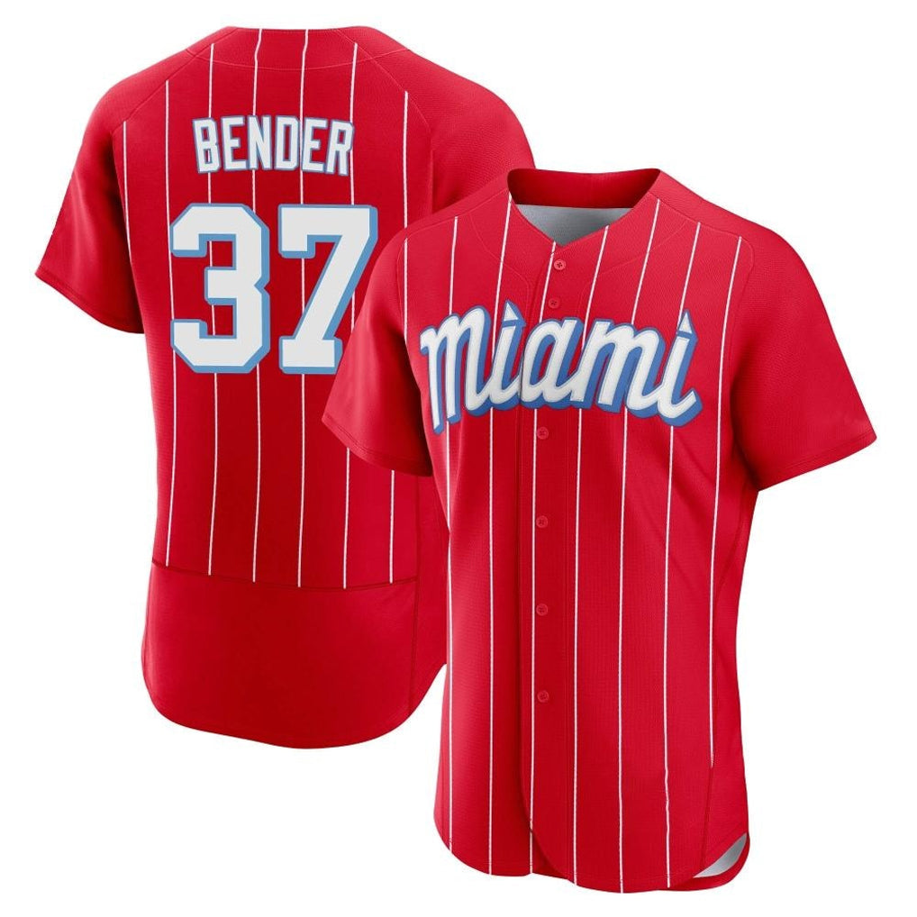 Lashops M.Marlins #37 Anthony Bender Player Red City Connect Home Limited Elite Stitched Jerseys