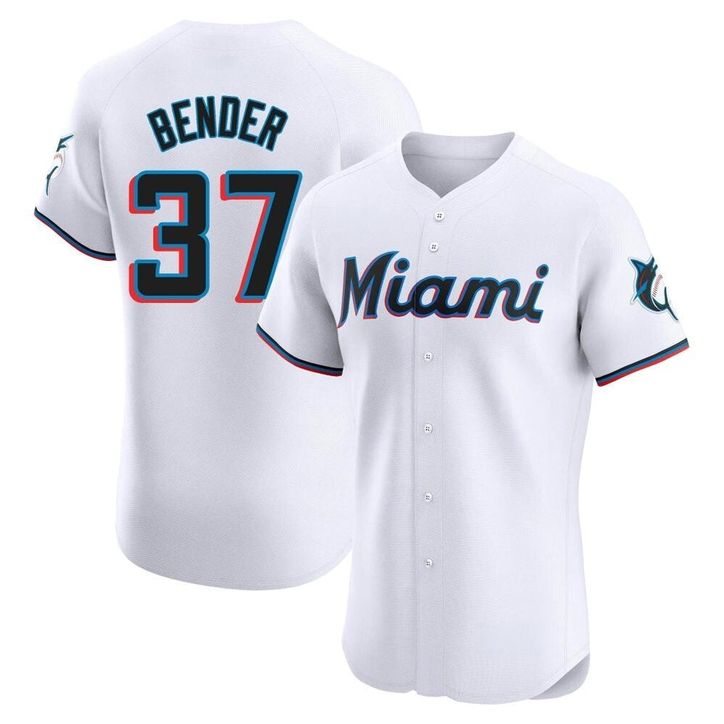 Lashops M.Marlins #37 Anthony Bender Player White  Home Limited Elite Stitched Jerseys
