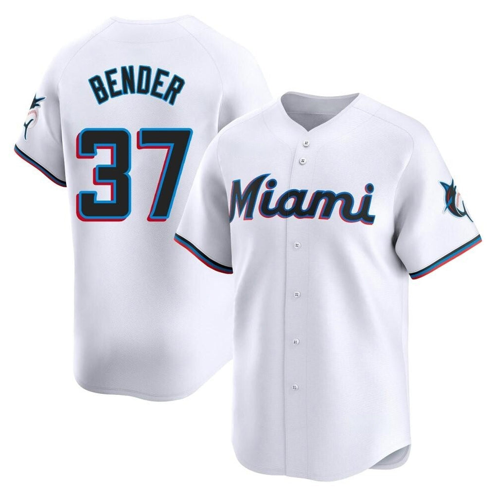 Lashops M.Marlins #37 Anthony Bender Player White  Home Limited Stitched Jerseys