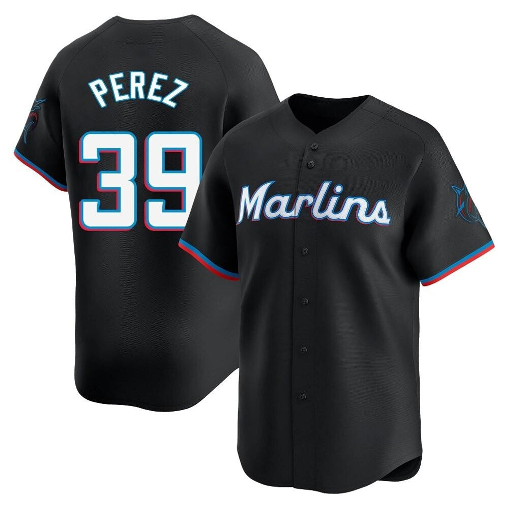 Lashops M.Marlins #39 Eury Perez Player Black  Home Limited Stitched Jerseys