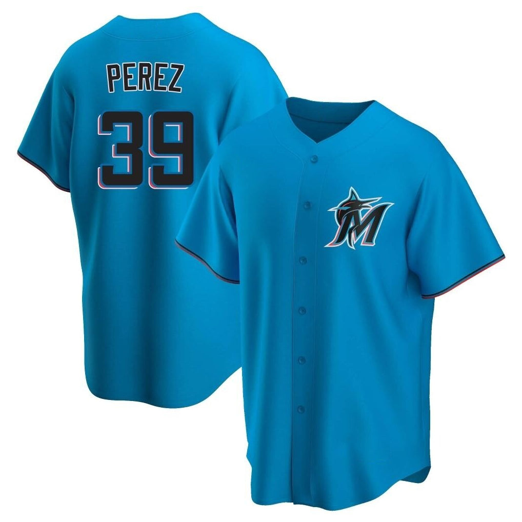 Lashops M.Marlins #39 Eury Perez Player Blue Home Game Stitched Jerseys
