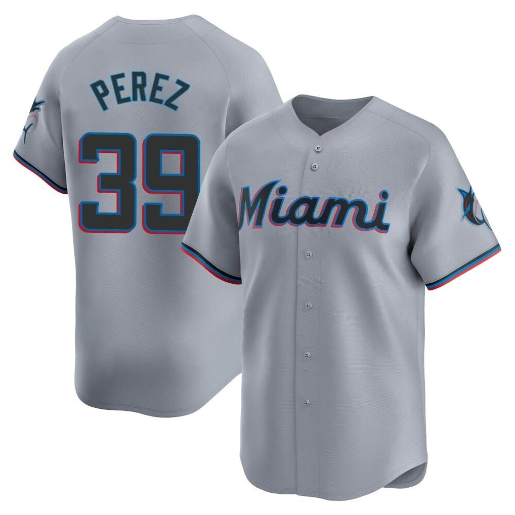 Lashops M.Marlins #39 Eury Perez Player Gray Home Limited Stitched Jerseys