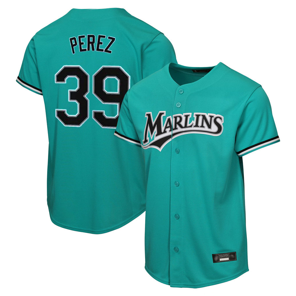 Lashops M.Marlins #39 Eury Perez Player Teal Home Game Stitched Jerseys