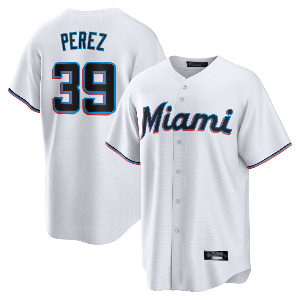 Lashops M.Marlins #39 Eury Perez Player White  Home Game Stitched Jerseys